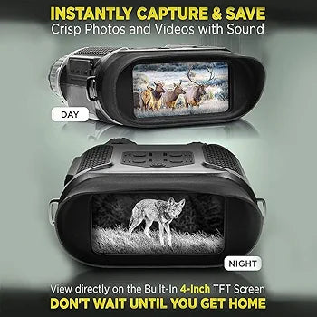 Night Vision Binoculars with 400m/1300ft Viewing Range, 7x31mm Night Vision Goggles with Photos Videos Recorder Function, 2" LCD Infrared Binoculars