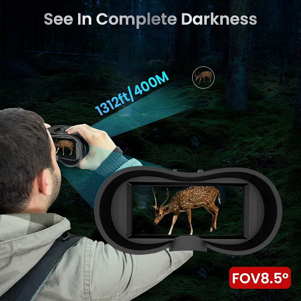 Head-Mounted Night Vision Goggles - Hands Free Rechargeable 1312FT Digital Infrared Night Vision Binoculars for Adults,8xDigital Zoom,Compatible with Fast MICH Helmet,Military Tactical Hunting