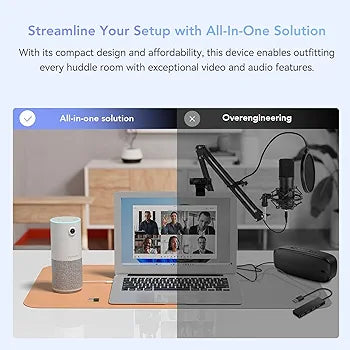 NUROUM C10(2nd Gen) 1080P Conference Webcam with Microphone Speaker, Portable All in One Computer Camera for Video Conference, AI Noise Cancellation & AGC, USB Plug&Play for PC/Desktop Zoom/Teams