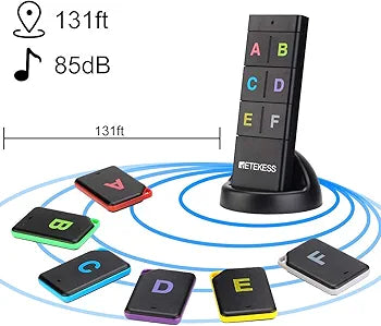 Retekess TH104 Key Finder,Wireless Item Locator,85 dB Beeping Sound,Support Remote Control,131ft Working Range,6 Receivers for Pet,Wallet,Key Tracking