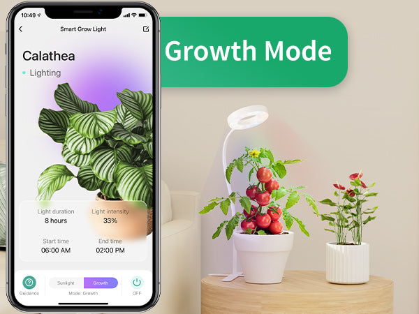 Diivoo Smart Grow Light for Indoor Plant Full Spectrum, Bluetooth LED Growing Lamp for Small Herb Garden, Automatic Timer, Stepless Dimming, Height Adjustable