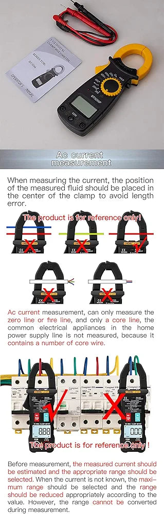 Digital Clamp Meter Multimeter Handheld AC DC Voltage Current Voltmeter Diode Resistance Non-contact Fire Wire Identification