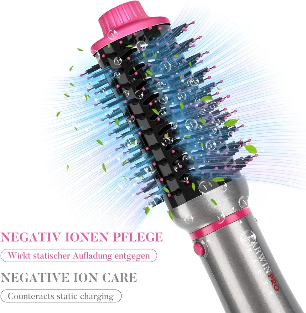 PARWIN PRO BEAUTY Hair Dryer 4 in 1 Brush with 4 Accessories, for Drying, Smoothing, Volumising and Styling, Ionic Hair Dryer Brush