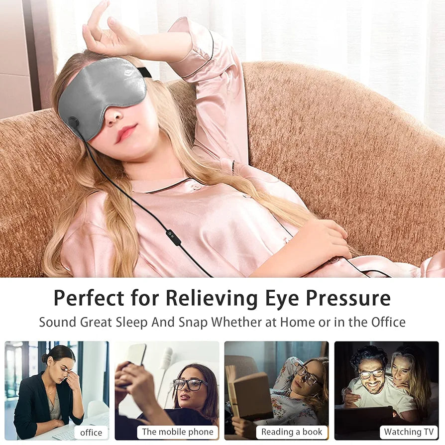 GRAPHENE TIMES Silk Eye Mask, Heated Eye Mask with Far-Infrared Physical Therapy by Electricity,3 Temperature Control Warm Therapeutic for Blepharitis, Eye Strain and Dry Eye