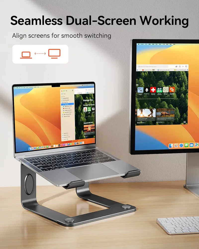 LORYERGO Laptop Stand, Ergonomic Laptop Riser Laptop Stand for Desk, Notebook Stand Compatible with Most 10-15.6” Laptops, Space Grey
