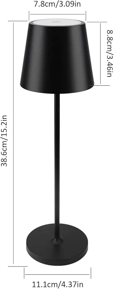 LED Table Lamp with Contact Charging Base 2W 3000K Rechargeable IP54 Outdoor/Indoor Black