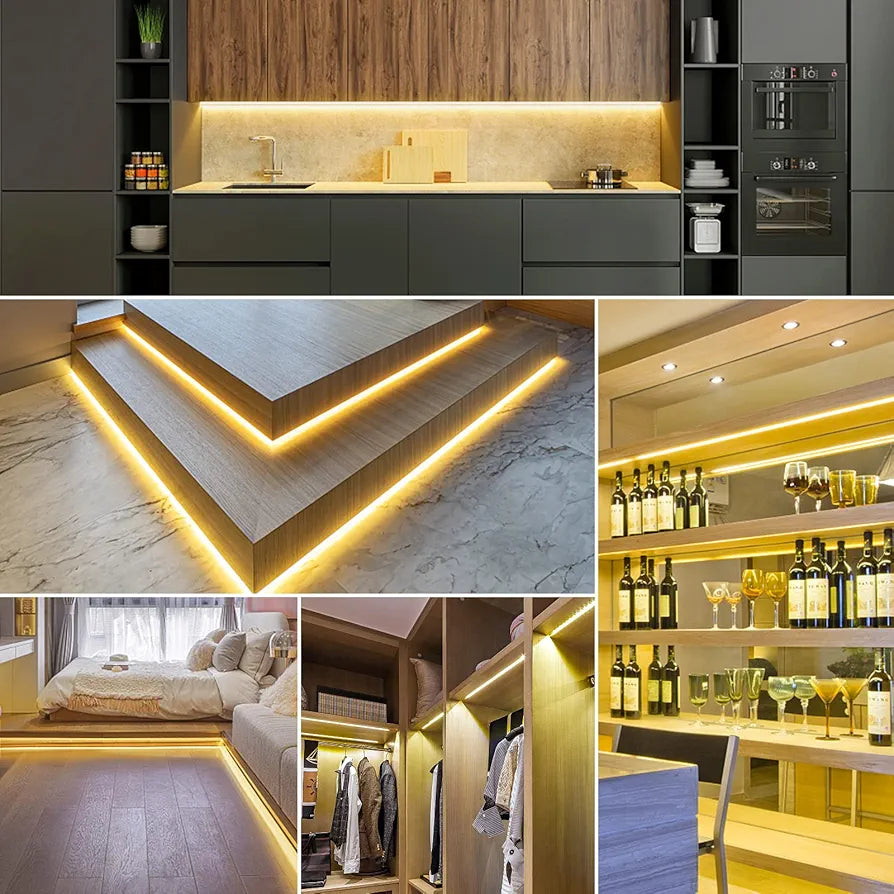 Enteenly 2M Rechargeable Motion Sensor LED Strip Lights, Warm White IP54 Waterproof Lights Strips 5V, Light Kitchen Under Cabinet, 2700K 120 LEDs for Stair, Wardrobe, Shelf (OYA-SY001)