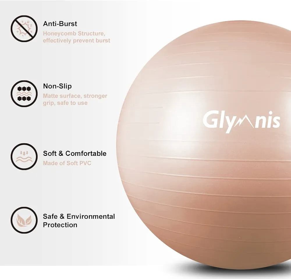 Exercise Ball Yoga Ball Anti-Burst Balance Ball for Yoga, Birthing, Fitness, Stability, Core Exercise, Slip Resistant Exercise Ball Workout Ball Swiss Ball with Quick Pump, 75cm