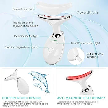 Facial Massager Red-Light-Therapy-for-Face and Neck, Face 𝖲 culpting Wand with 7 Color (Light White)