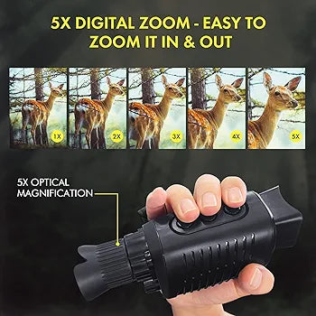 Digital Night Vision Monocular for 100% Darkness, 1080p Full HD Photo & Video Night Vision Goggles Portable Infrared Night Vision for Day & Night Hunting, Camping, Surveillance with 32GB Card