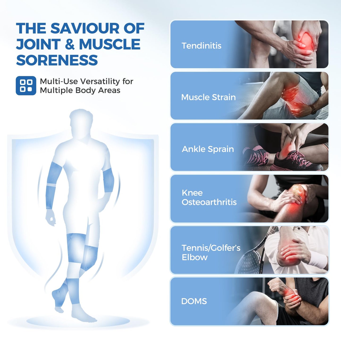 Elbow and Knee Ice Pack - Cold Ice Sleeve with Reusable Gel & Cold Therapy Compression for Knee, Shin Splints, Calf Strain, Flexible