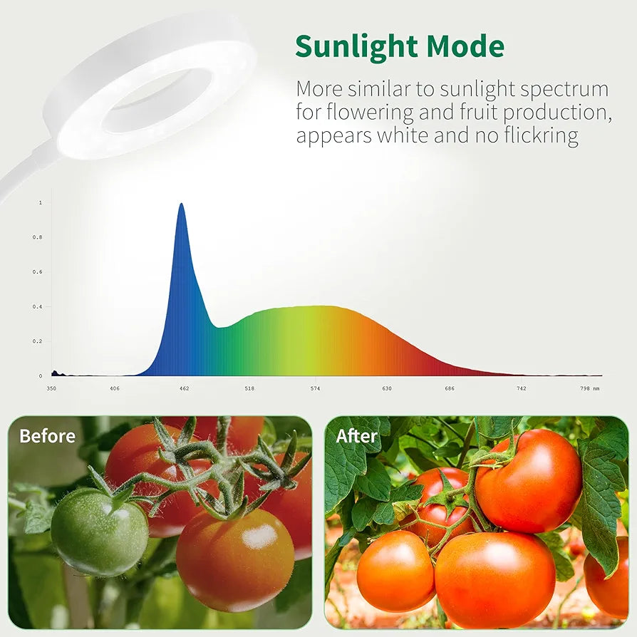 Diivoo Smart Grow Light for Indoor Plant Full Spectrum, Bluetooth LED Growing Lamp for Small Herb Garden, Automatic Timer, Stepless Dimming, Height Adjustable