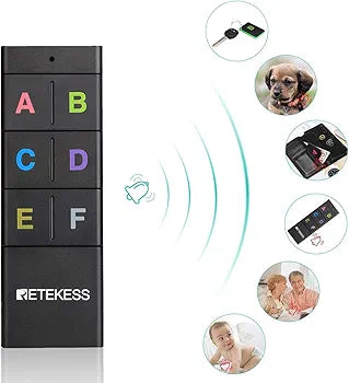 Retekess TH104 Key Finder,Wireless Item Locator,85 dB Beeping Sound,Support Remote Control,131ft Working Range,6 Receivers for Pet,Wallet,Key Tracking