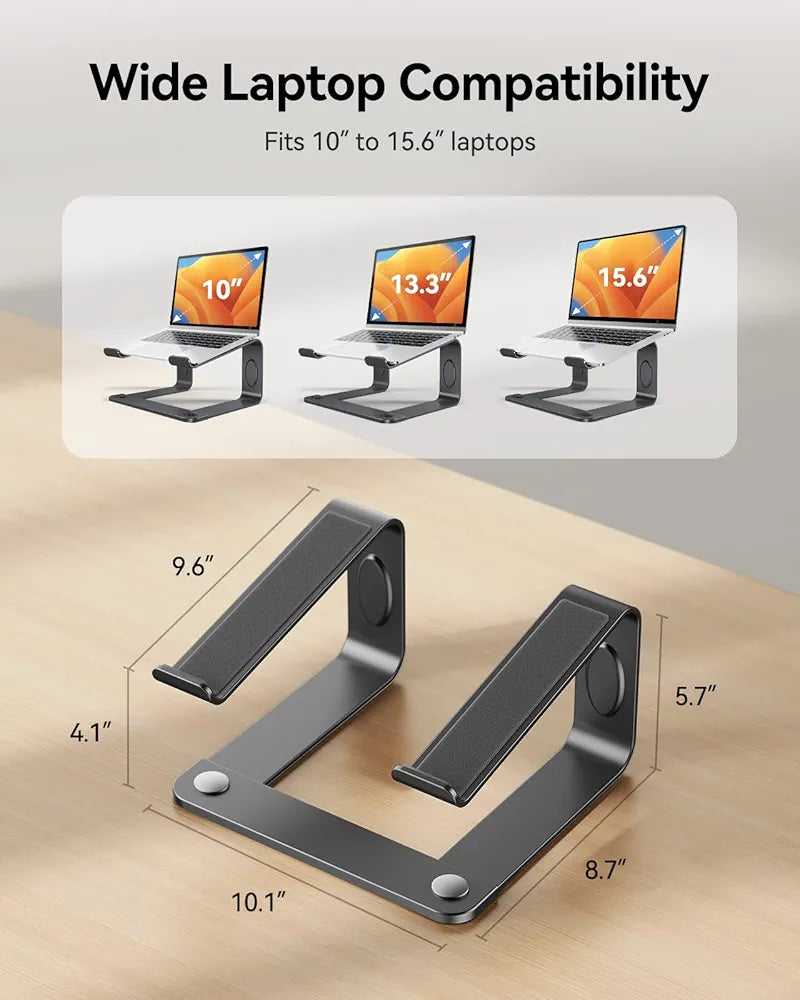 LORYERGO Laptop Stand, Ergonomic Laptop Riser Laptop Stand for Desk, Notebook Stand Compatible with Most 10-15.6” Laptops, Space Grey
