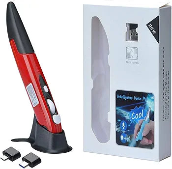 lychee Wireless Optical Pocket Pen Mouse, 2.4GHZ USB Wireless Optical Pen Mouse 800/1200/1600 DPI Adjustable Handwriting Mini Mice for PC Laptop Notebook Computer Mac (Red