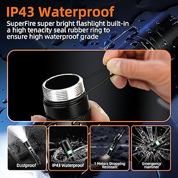 SuperFire 1000 Lumens Super Bright Flashlights LED Rechargeable, Zoomable Tactical Flashlight with Powerful Chips,5 Light Modes Pocket Flashlight for Home, Mechanic,Camping, Emergency, Survival