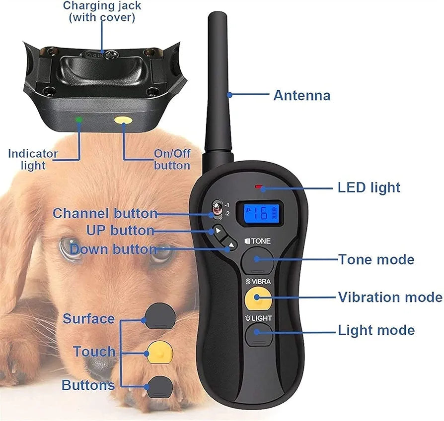 Collar for Dogs-Dog Training Shock Collar for Dogs with Vibration, Electric Shock, Beep,Rechargeable and Waterproof Remote Trainer E-Collar
