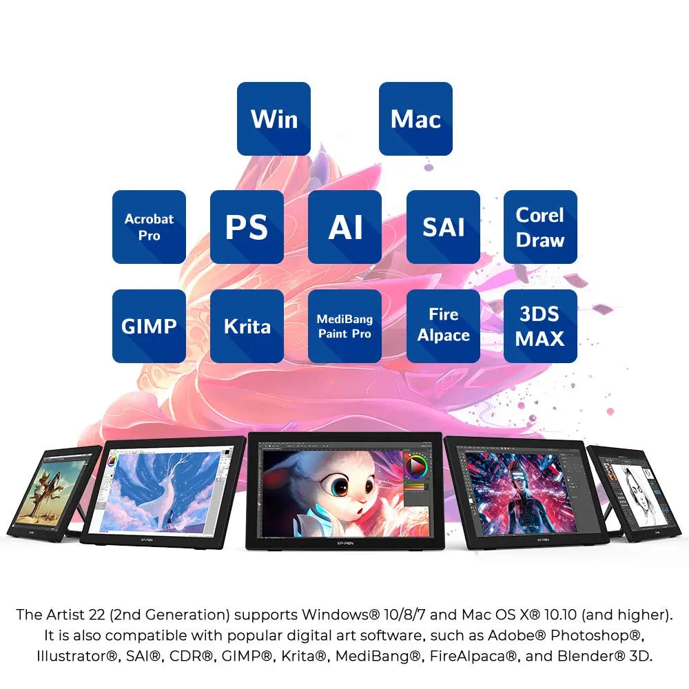 XP-PEN Artist 22 (2nd Gen) 21.5" Drawing Tablet with 1080P Display with 86% NTSC Color Gamut, Battery-Free Stylus and Adjustable Stand, Supports Windows and Mac