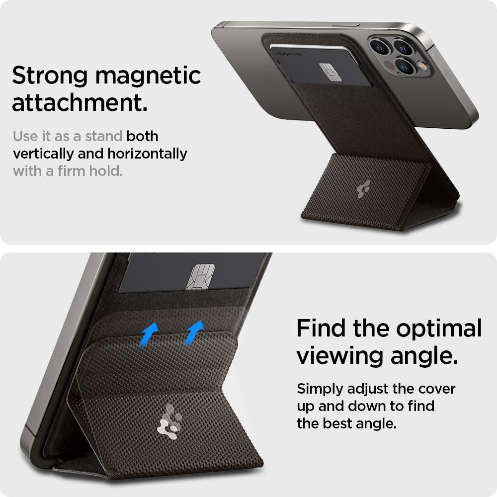 Spigen Smart Fold (MagFit) Magnetic Wallet Card Holder Designed for MagSafe with Kickstand Compatible with iPhone 16/15/14/13/12 Models