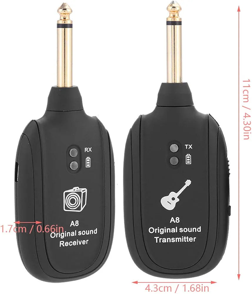 Guitar System Transmitter Receiver 4 Channel 730 MHz 50m Range for Electric Guitar Bass Violin USB Charging
