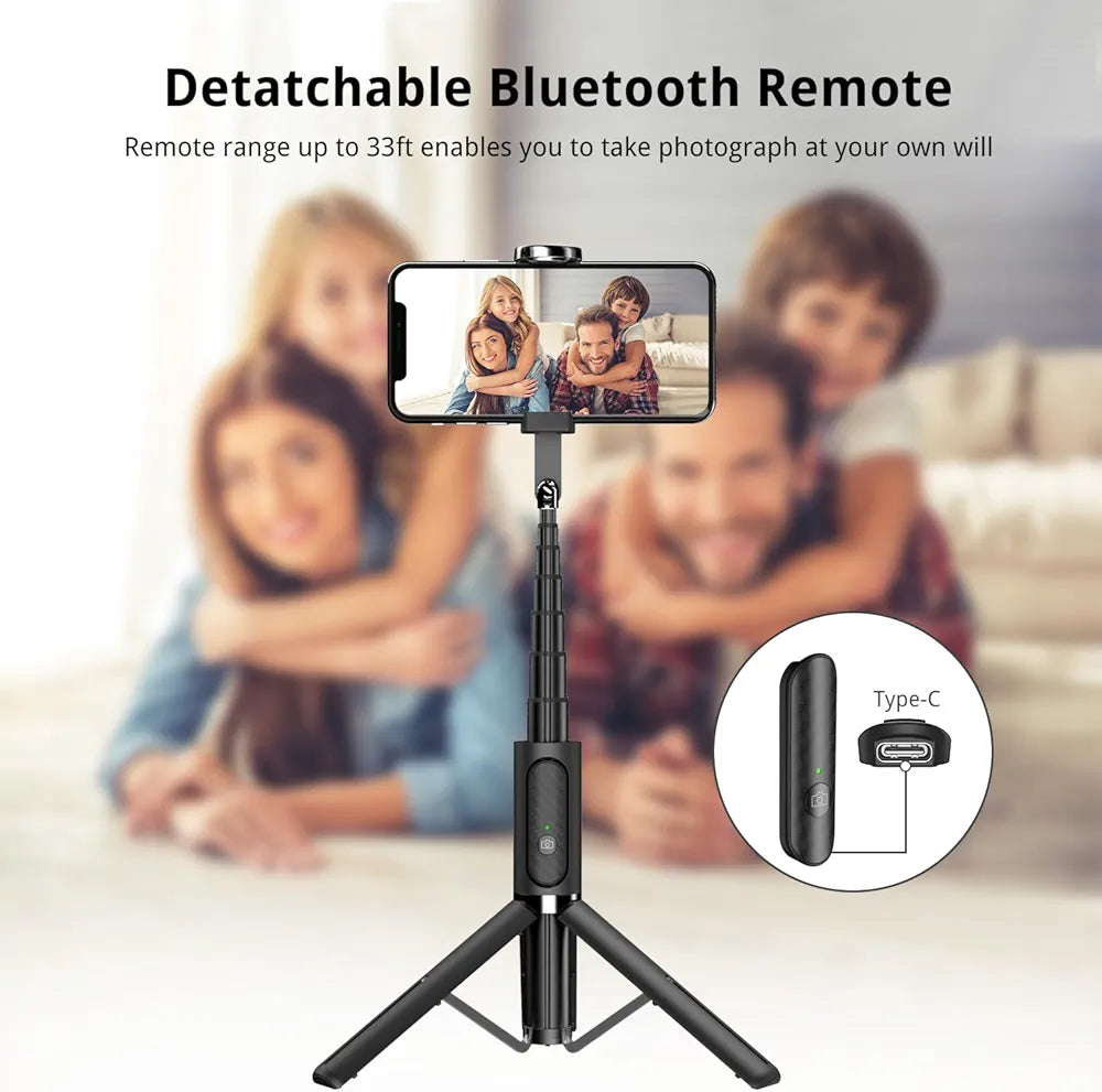 ATUMTEK Selfie Stick Tripod, Extendable 3 in 1 Aluminum Bluetooth Selfie Stick with Wireless Remote and Tripod Stand for iPhone Samsung Smartphones