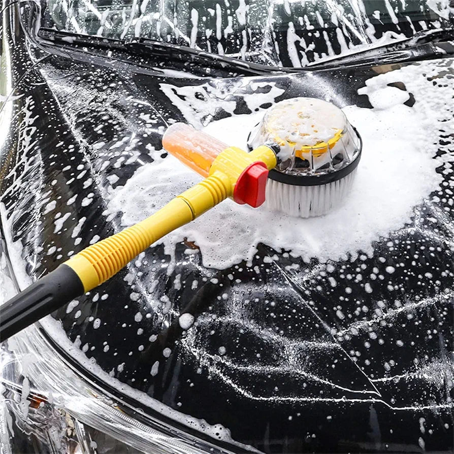 New Auto Rotating Retractable Car Wash Brush, Car Wash Brush with Long Handle, 360° Spin Car Mop Automatically Foams Car Wash Kit, Removable Microfiber Car Cleaning Brush for Car RV Truck Garden