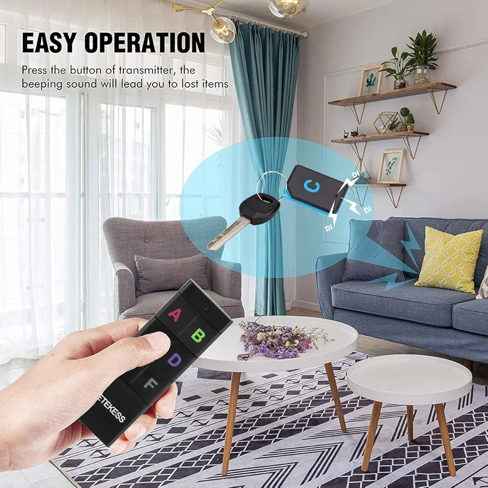 Retekess TH104 Key Finder,Wireless Item Locator,85 dB Beeping Sound,Support Remote Control,131ft Working Range,6 Receivers for Pet,Wallet,Key Tracking