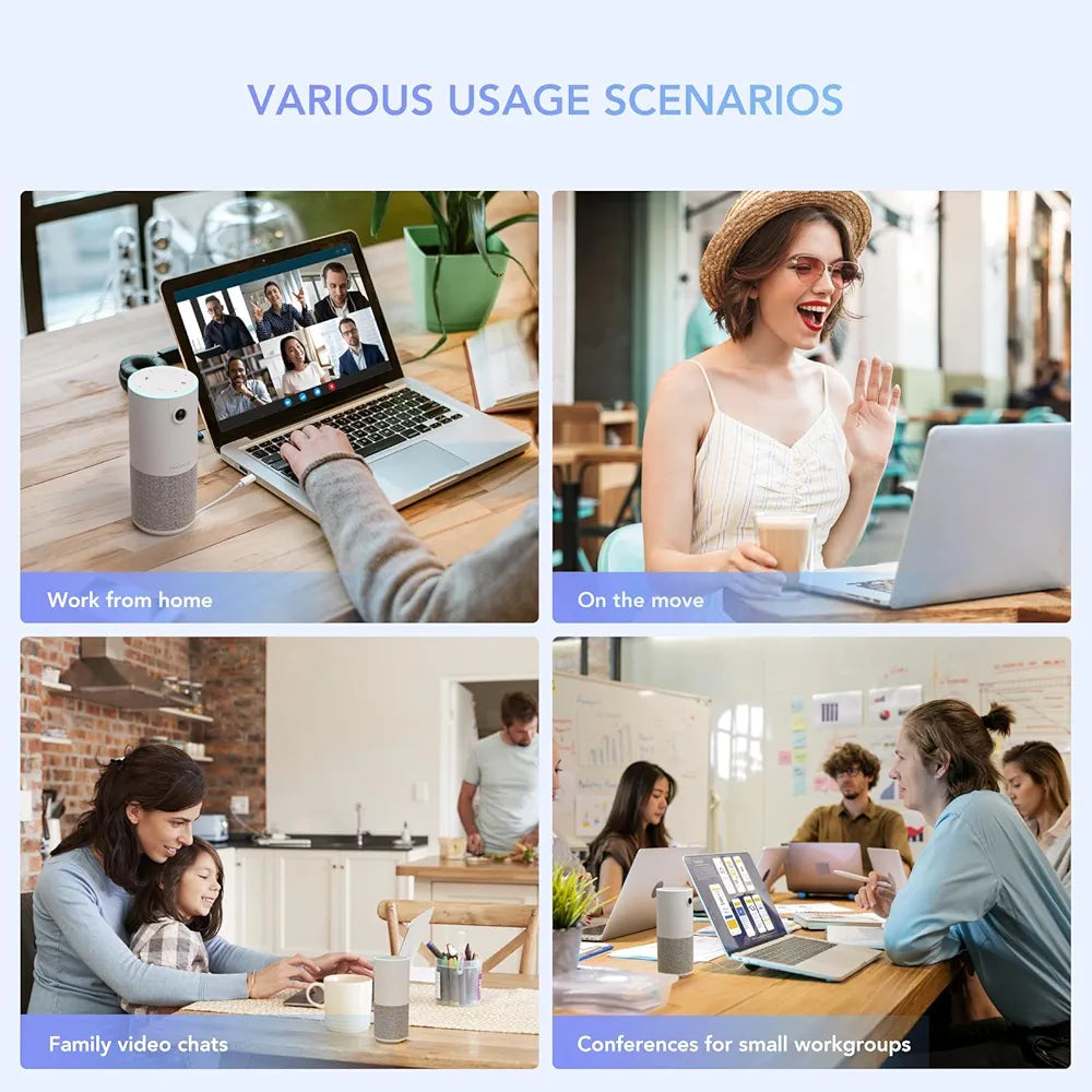 NUROUM C10(2nd Gen) 1080P Conference Webcam with Microphone Speaker, Portable All in One Computer Camera for Video Conference, AI Noise Cancellation & AGC, USB Plug&Play for PC/Desktop Zoom/Teams