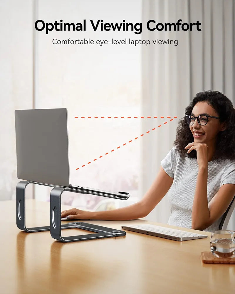 LORYERGO Laptop Stand, Ergonomic Laptop Riser Laptop Stand for Desk, Notebook Stand Compatible with Most 10-15.6” Laptops, Space Grey