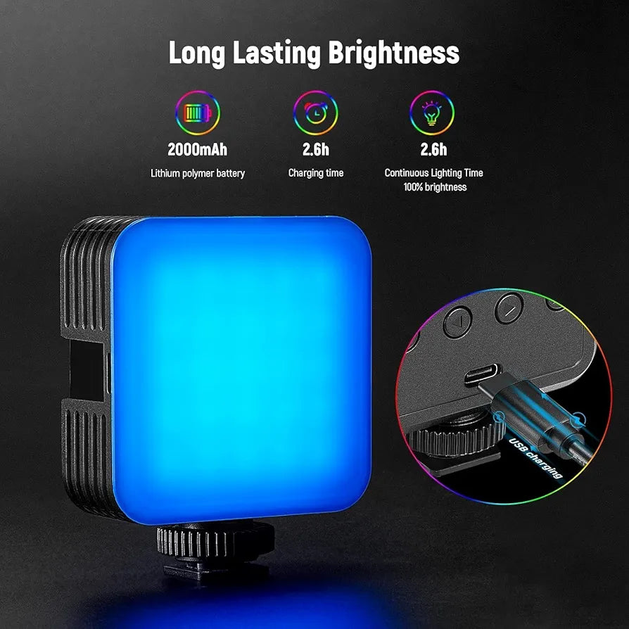 NEEWER Magnetic RGB Video Light, 360° Full Color RGB61 LED Camera Light with 3 Cold Shoe Mounts/CRI 97+/20 Scene Modes/2500K-8500K/2000mAh Rechargeable Portable Photography Selfie Lighting