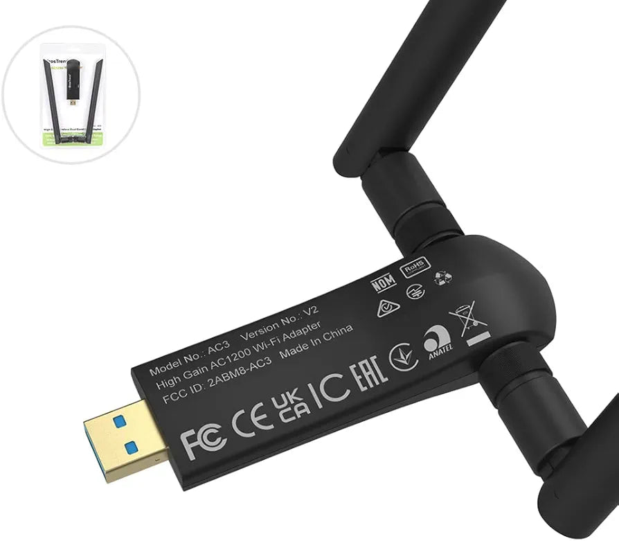 BrosTrend 1200Mbps Long Range USB WiFi Adapter for PC Desktop Laptop of Windows 11/10/8.1/8/7, Wireless Adapter Dual Band 2.4GHz 300Mbps + 5GHz 867Mbps