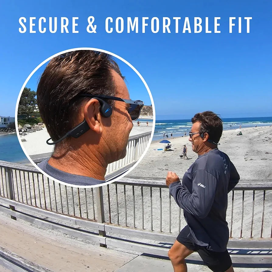 H2O Audio TRI Multi-Sport Waterproof Bone Conduction Open Ear Headphones - Bluetooth for Running/Cycling, MP3 for Swimming, IPX8 Waterproof, Sweatproof - Black