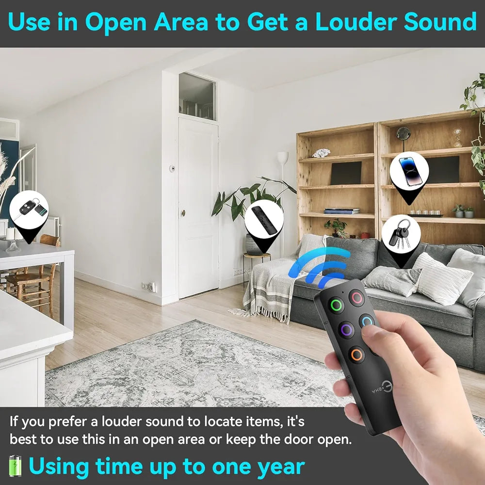 Esky Key Finder Fob, Item Tracker Key Finders & Trackers with 85dB Noise Sound and 6 Receivers Wallet Finder and Item Locator