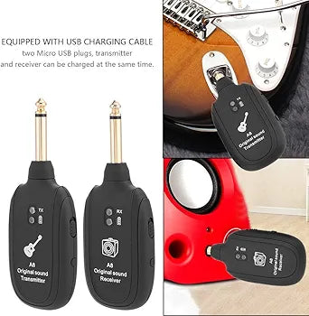 Guitar System Transmitter Receiver 4 Channel 730 MHz 50m Range for Electric Guitar Bass Violin USB Charging