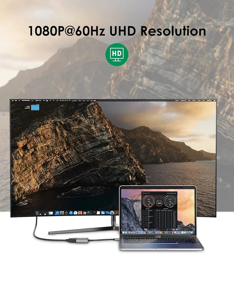 LENTION USB C to VGA Cable Adapter, Type C to VGA Monitor Converter Compatible 2021-2016 MacBook Pro 13/15/16, New Mac Air/Surface, MacBook 12, More, Stable Driver Certified (CB-1080VGA, Space Gray)