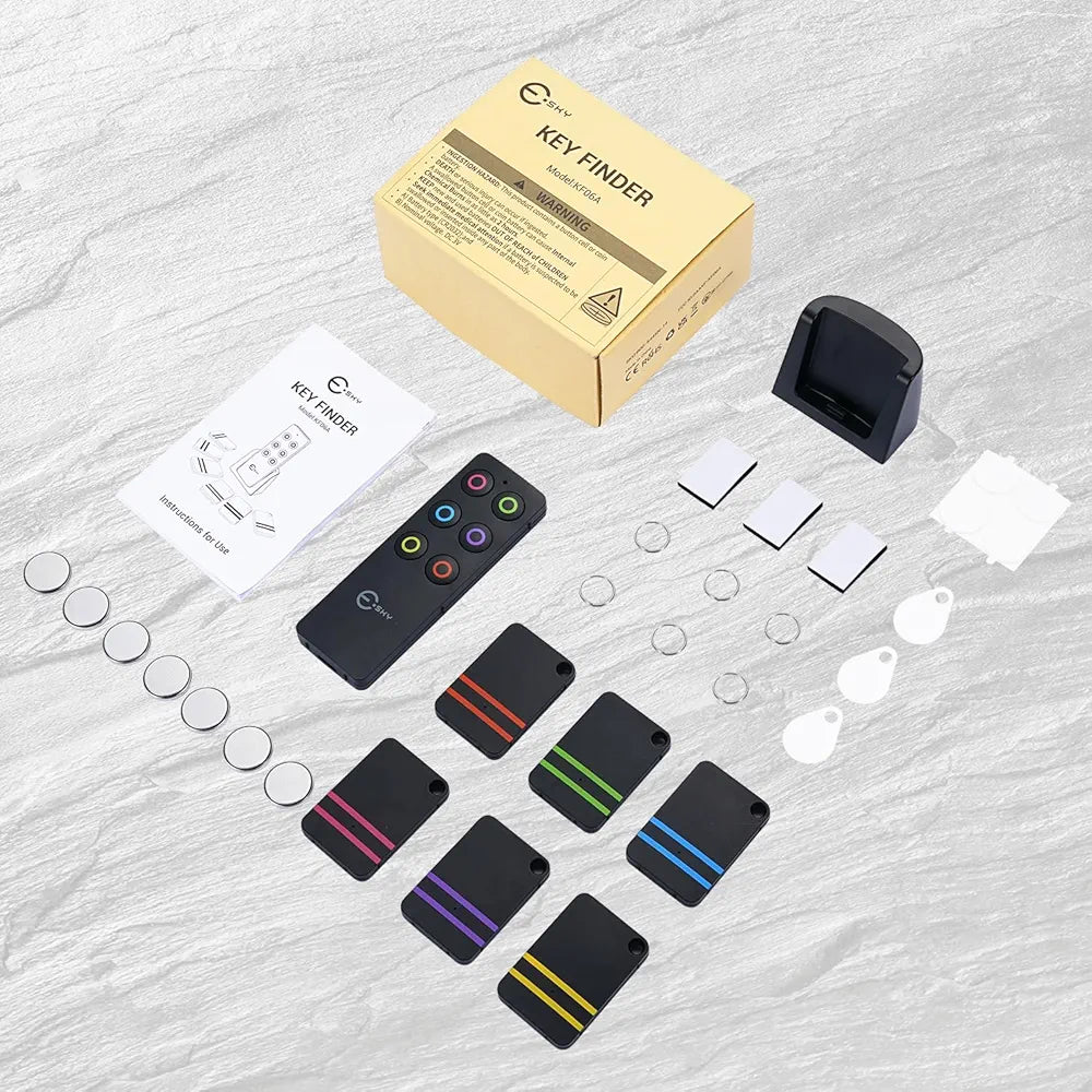 Esky Key Finder Fob, Item Tracker Key Finders & Trackers with 85dB Noise Sound and 6 Receivers Wallet Finder and Item Locator