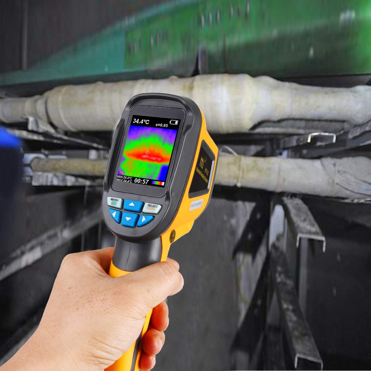 Infrared (IR) Thermal Imager & Visible Light Camera with IR Resolution 1024 Pixels & Temperature Range from -4~572°F, 6Hz Refresh Rate, Black