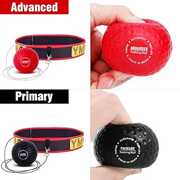 Training Reflex Ball - Adjustable Elastic Head Band, Light Weight Soft Foam Balls - Improve Hand to Eye Coordination, Reaction Speed, Focus, Accuracy - Cardio Sports Exercise Equipment