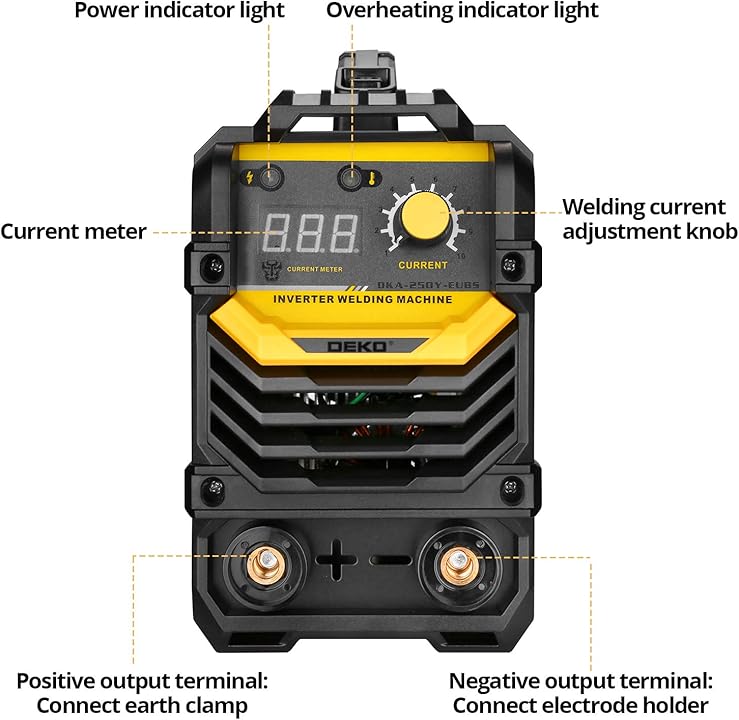 DEKOPRO 220V MMA Welder, ARC Welder Machine Electrode Holder,Work Clamp, Input Power Adapter Cable (200AE)