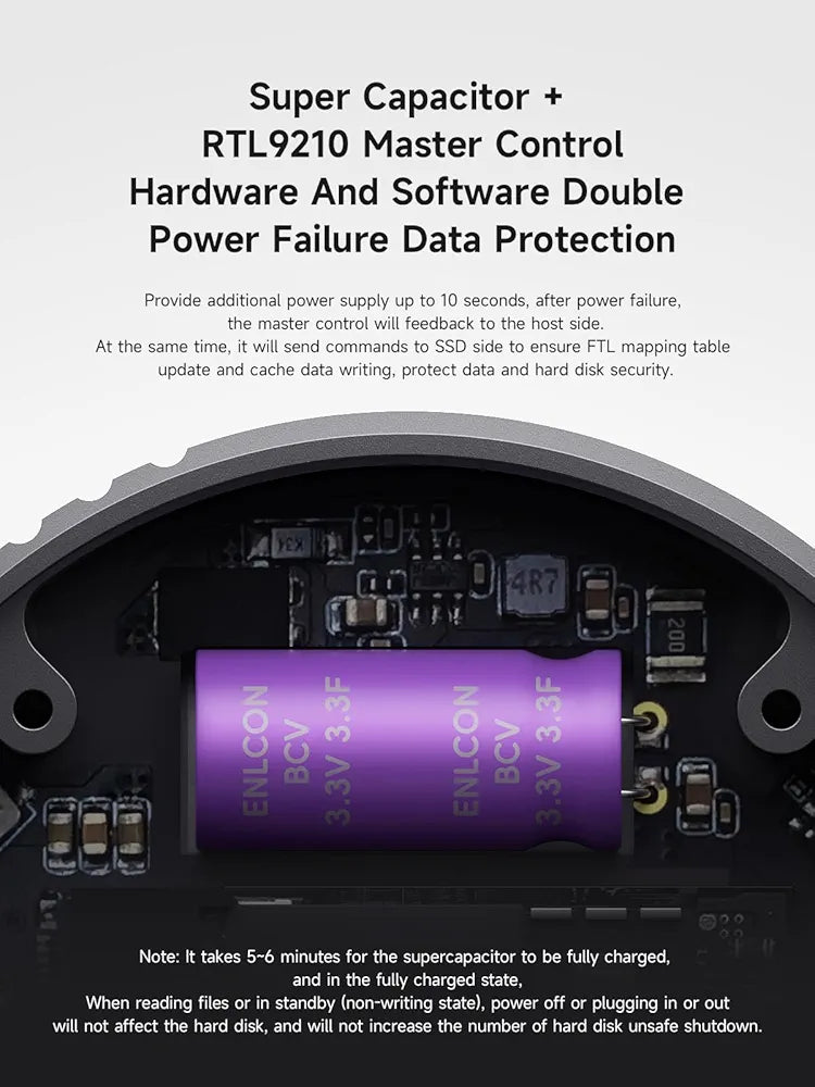 Hagibis Magnetic M.2 2230 NVMe SSD Enclosure with Magsafe for iPhone 16 15 Pro Max ProRes, USB C 3.2 Gen2 10Gbps to NVMe Adapter, Aluminum External SSD Case for MacBook, iPad Pro, Android (MC100)