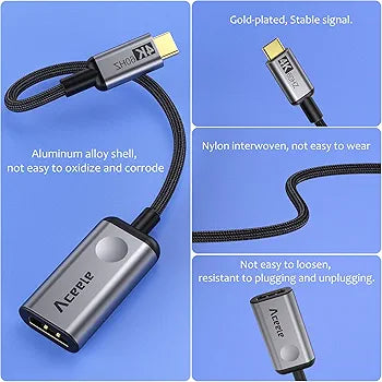 Aceele USB C to HDMI Adapter, 4K USB C HDMI Adapter Thunderbolt 3/4 USB-C 3.1 Gen 2 to HDMI Adapter, Compatible with iPhone 15 Plus Pro Max, MacBook Air/Pro, iPad Pro, Galaxy S23/S22, Dell