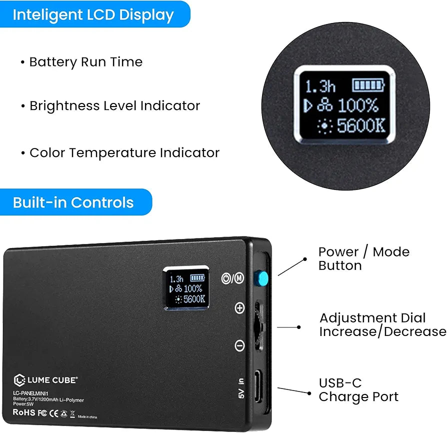 Lume Cube Video Conference & Broadcast Lighting | Computer Light for Video Conferencing, Live Streaming, & Remote Working | Adjustable Brightness & Color Temperature