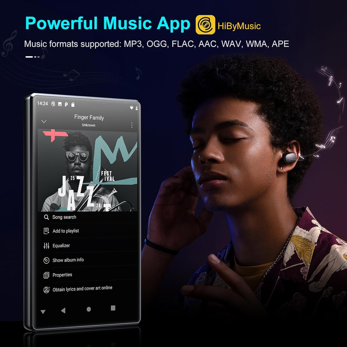 MP3 Player with Bluetooth and WiFi, Oilsky 80GB Music Player with Spotify Kids, Amazon Music, 1080P Android MP4 Player with Apps, Pandora, Audible, App, FM Radio, up to 512GB Black