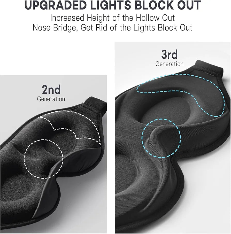 3D Sleep Eye Mask with 12mm Recessed Eye Sockets, Breathable Comfortable Soft Milk Ice Silk Sleeping Mask for Traveling Napping All Night Sleeping Yoga