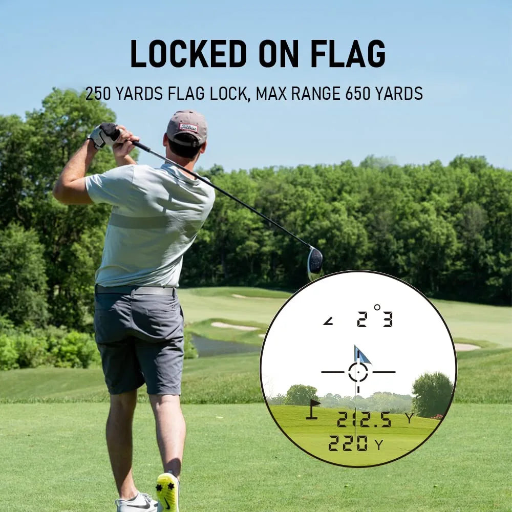 Golf/Hunting Rangefinder with Slope, Pin Lock Vibration and Slope Switch, 650 Yards Vertical Horizontal Distance and Scan, Laser Range Finder for Golfing Hunting, USB-C Charge