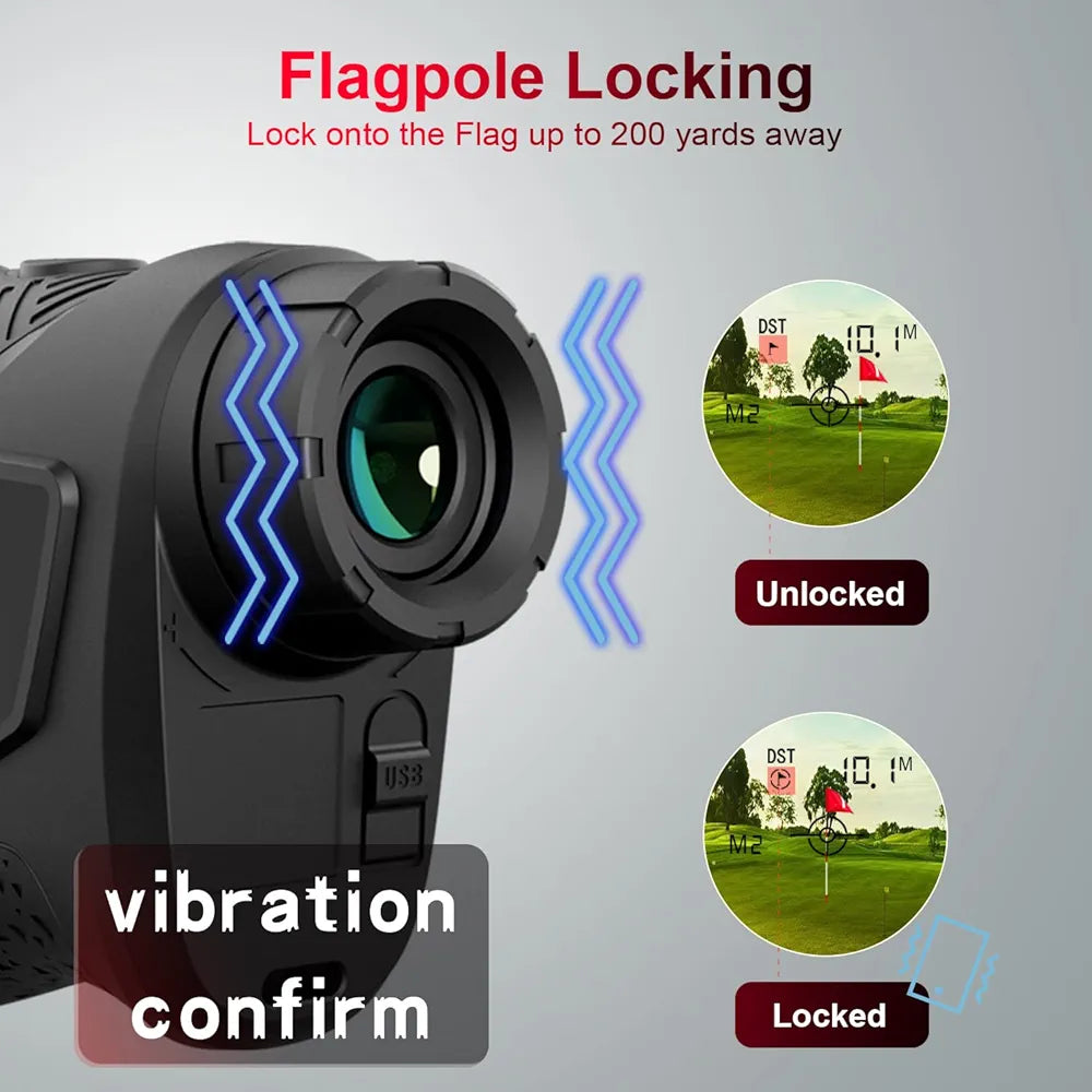 Range Finder Golfing, Fyobyye 800 Yards Golf Hunting Rangefinder with Slope Switch, High Precision Range Finder with Flag Pole Locking Vibration, 6X Magnification Golf Range Finder