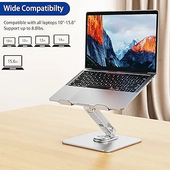 Laptop Stand, 360 Angle Adjustable Rotating Base, Ergonomic Adjustable Laptop Stand, Computer Riser Stand Compatible with Laptops Between 10-15.6" (Silver)