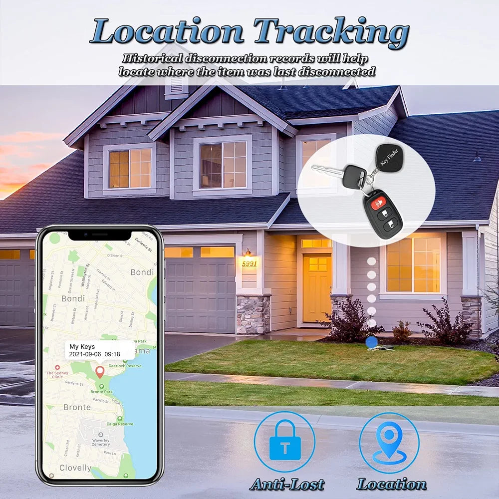Key Finder Item Finders, Smart Key Tracker Fob Bluetooth Locator Personal Key Phone Wallet Luggage Tracker for Kids Pets Anti-Lost Finder for iOS Android 2 Pack