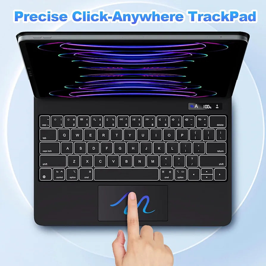 Magnetic Keyboard A1925/A1890 for iPad Air 11-inch (M2) 2024 & iPad Pro 11 inch (4th/3rd/2nd/1st) Gen 2022,iPad Air 5th/4th Gen 10.9",Click-Anywhere Trackpad with 7 Color Backlit Floating Keyboard-Black