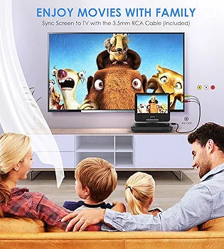 WONNIE 9.5" Portable DVD Player for Kids and Car with 7.5" Swivel Screen, 4-6 Hours Rechargeable Battery, All Regions, AV in/Out, Support USB/SD Card/Sync TV